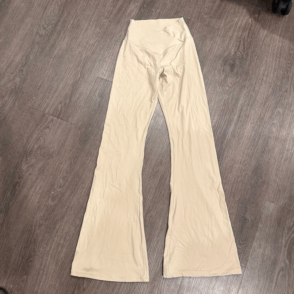 Beige High-Waisted Flare Pants